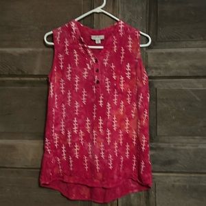 Charlie Paige tank top embroidered‎ with 3 buttons pink and orange. Size Large